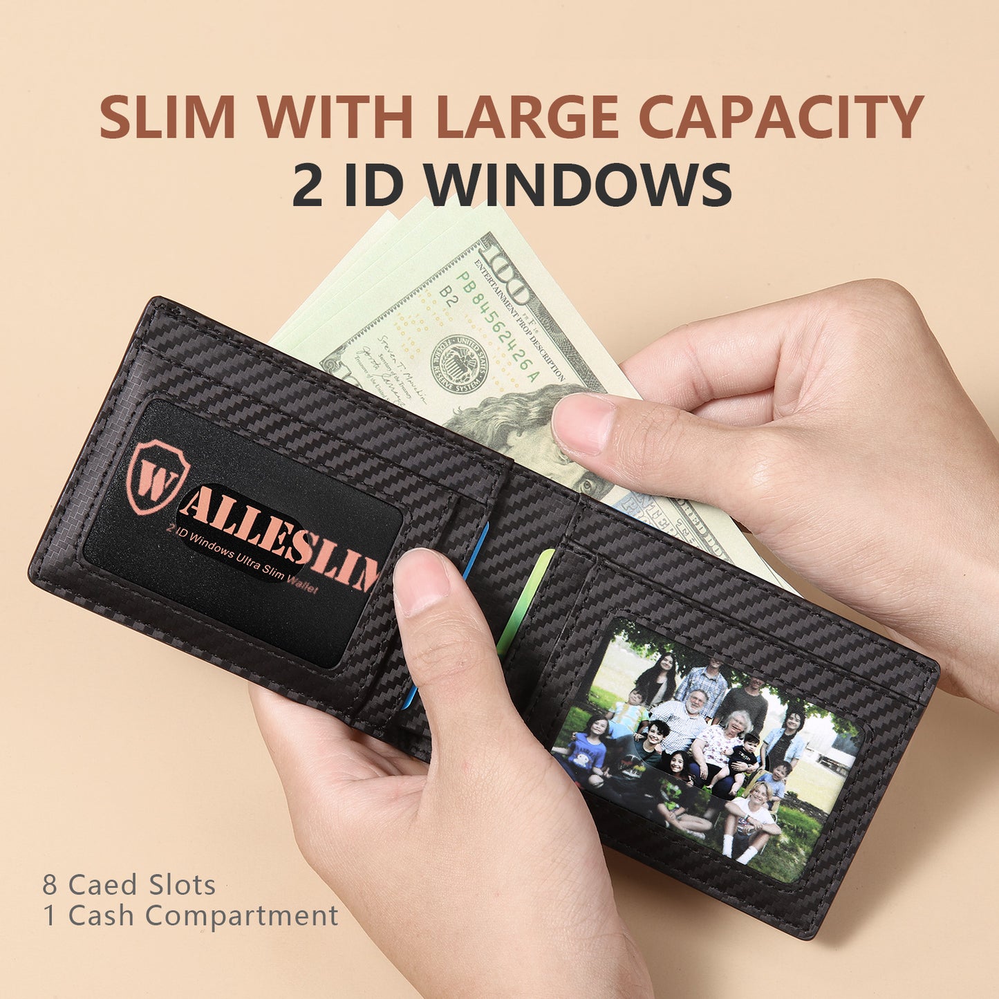 RFID Wallet for Men, Leather Mens Wallet with 2 ID Windows, Stylish Wallet for Men in Gift Box, Perfect Gifts for Men